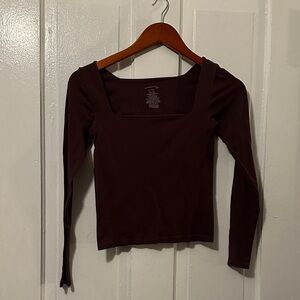 Free People Deep Burgundy Long Sleeve Top